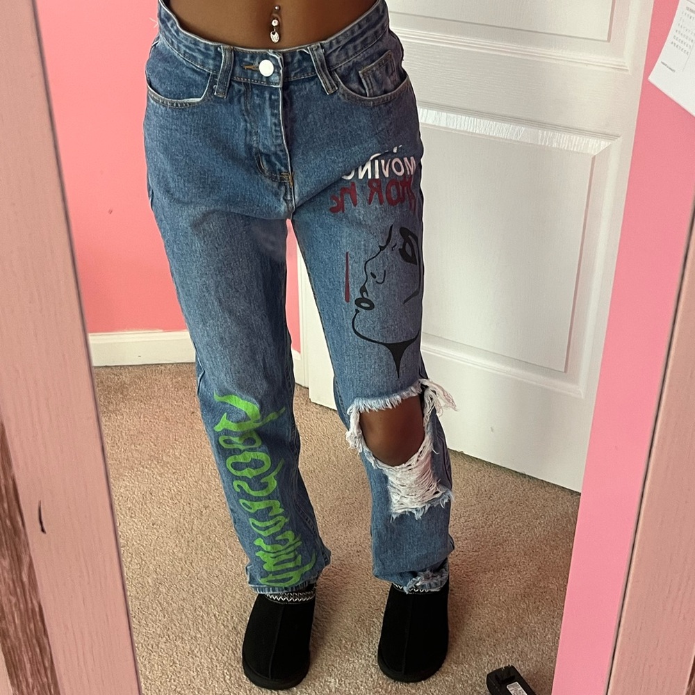 designed high rise shein jeans